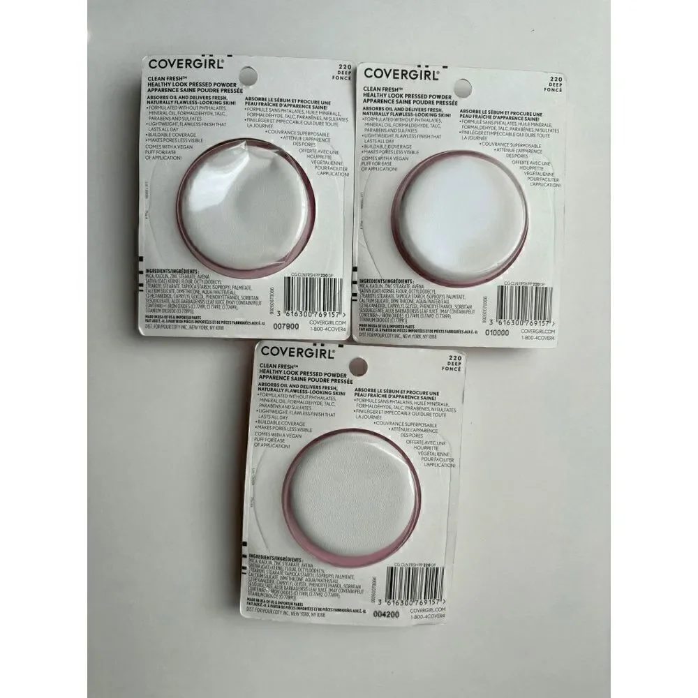 Covergirl Clean Fresh Healthy Look Pressed Powder in 220 Deep Lot of 3